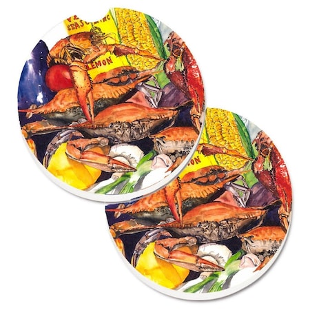 Carolines Treasures Verons and Crabs Set of 2 Cup Holder Car Coaster 1016CARC